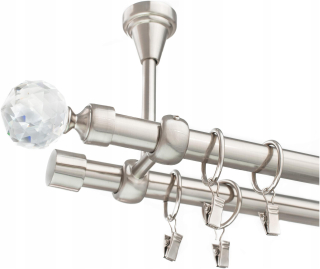 STROPNÁ ZÁCLONSOVÁ TYČ STRIEBORNÁ OCEL 19mm 240cm DVOJ